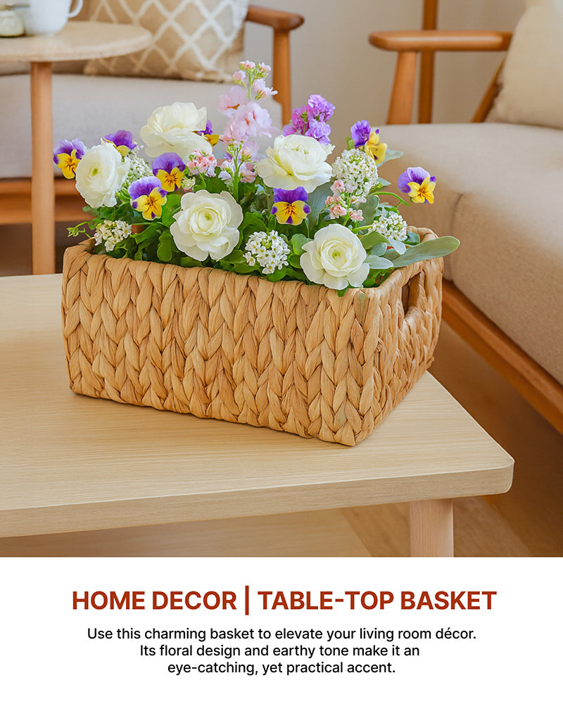Water Hyacinth Versatile Organizing Storage Baskets for Kitchen, Shelf, and Home Use