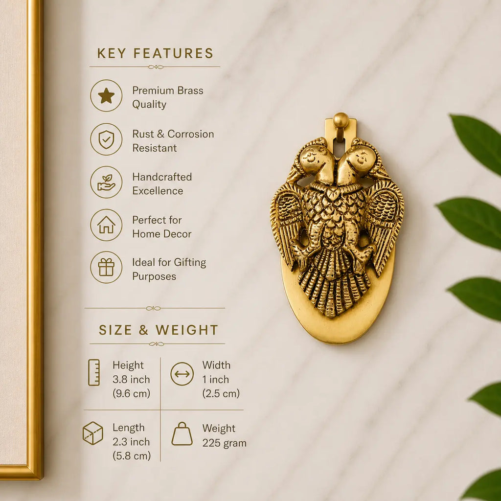 Brass Gandaberunda / Two Headed Bird Wall Hanging Idol (3.8 Inch) Vedansh Craft