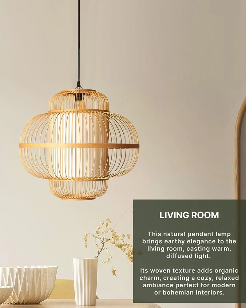 Elegant Bamboo Pendant Lamp for Dining Room and Lounge - Pack of 1
