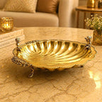 Brass Shell Shaped Decorative Serving Tray / Bowl (13 Inch) Vedansh Craft