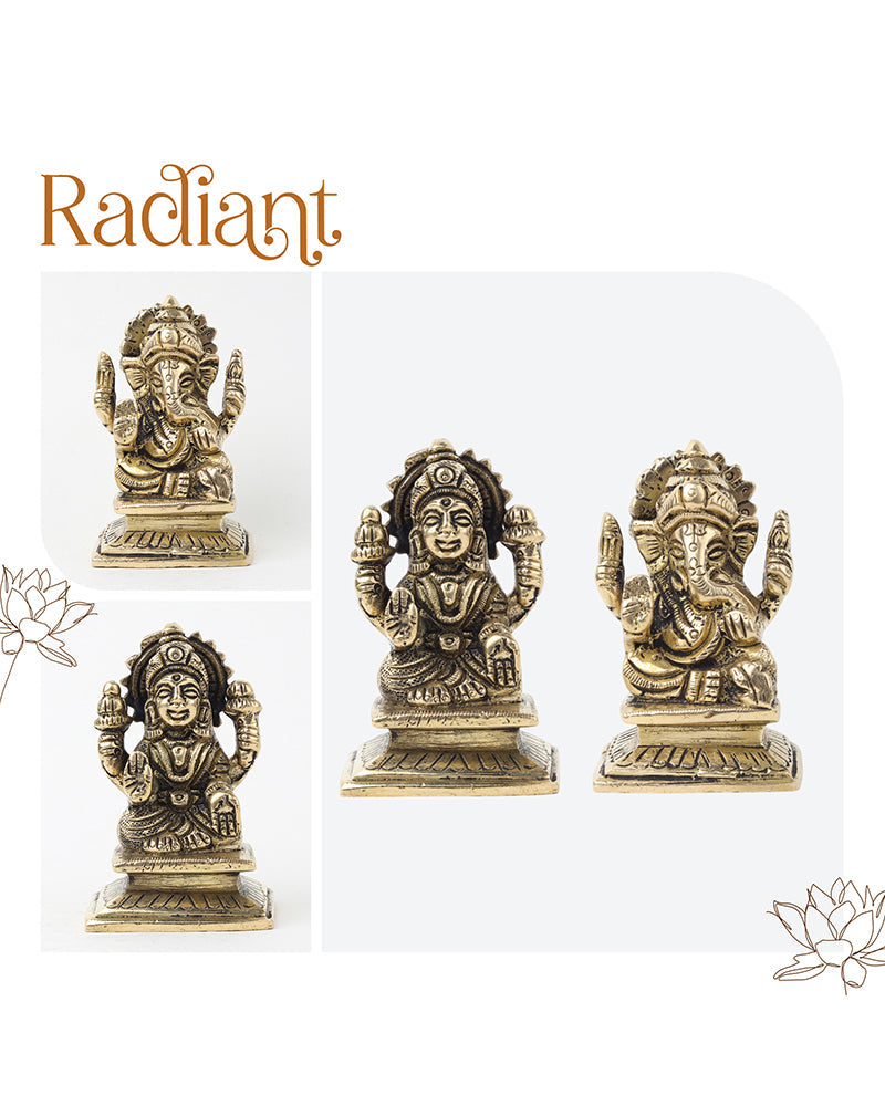 Pure Brass Laxmi Ganesh Idol for Pooja Room and Office