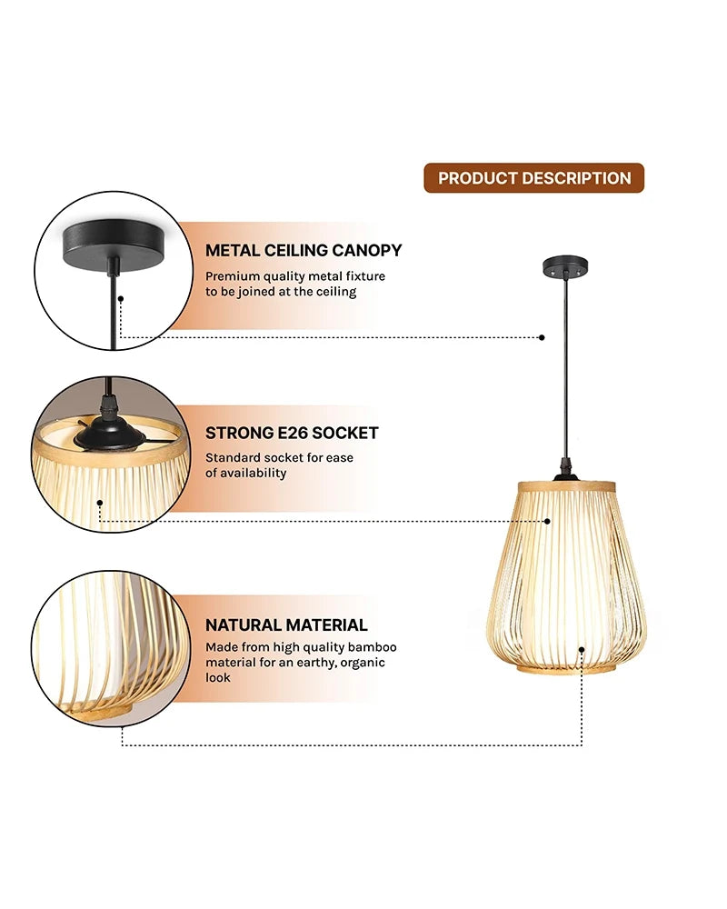 Stylish Bamboo Ceiling Light for Hall and Corridor