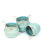 Set of 3 Rustic Belly Planter Basket for Boho-Inspired Interiors
