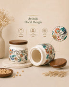 Ceramic Jar for Kitchen Storage with Lid, Set of 2