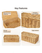 Cane Storage Box with Lid for Wardrobe & Bathroom Storage