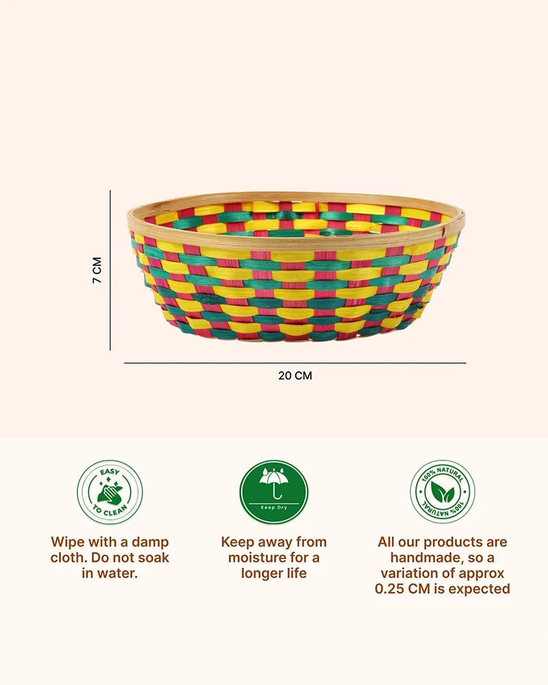 Durable Bamboo Fruit and Vegetable Basket for Kitchen Countertops