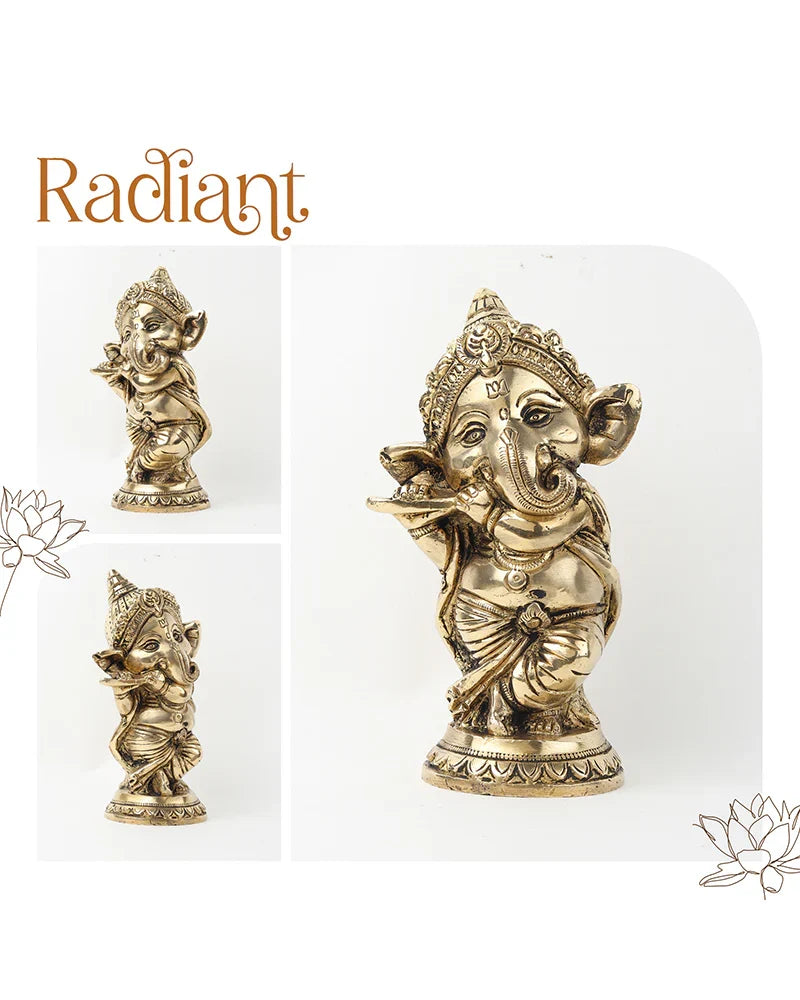 Decorative Pure Brass Ganesha Idol for Devotion, Festivals, and Home Decor