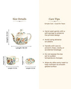 Hand Painted Floral Ceramic Tea Pot Set with Cup & Saucer