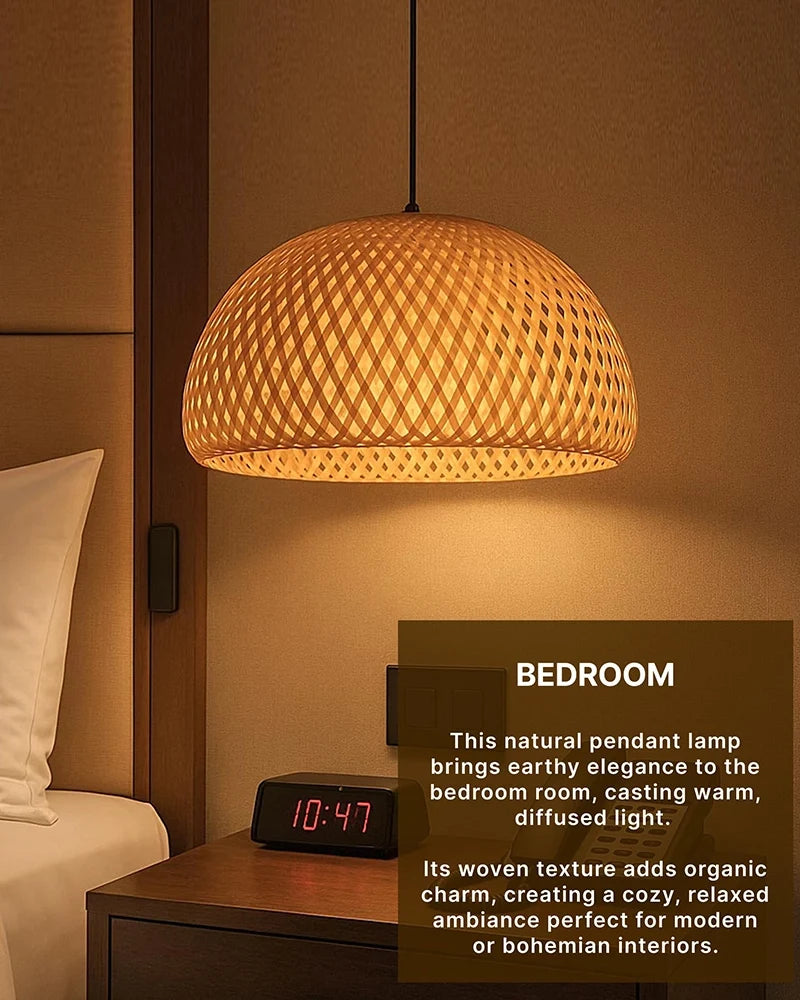 Natural Bamboo Pendant Lamp for Bedroom and Living Room