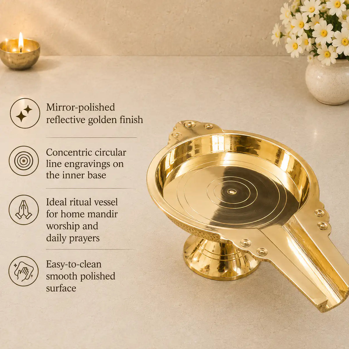 Brass Abhishek Patra Stand (4 Inch) Vedansh Craft