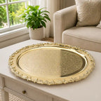Brass Handcrafted Oval Tray / Platter Vedansh Craft