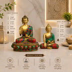 Brass Stone Work Blessing Sitting Buddha Statue Vedansh Craft