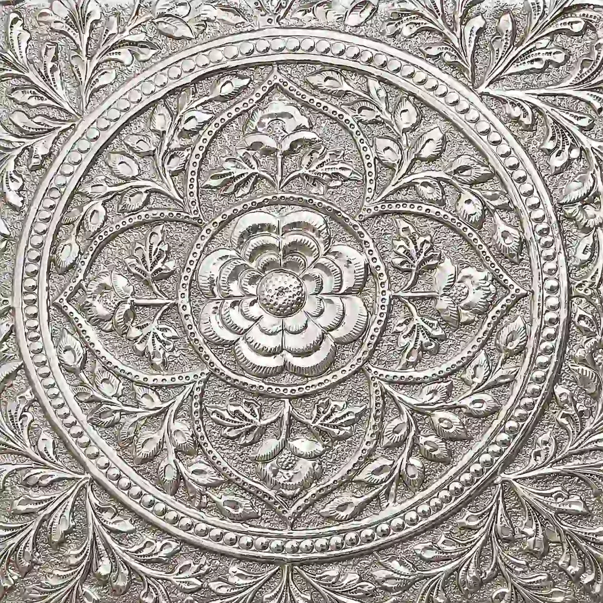 German Silver Handcrafted Chowki with Elephant Leg (7 Inch) Vedansh Craft