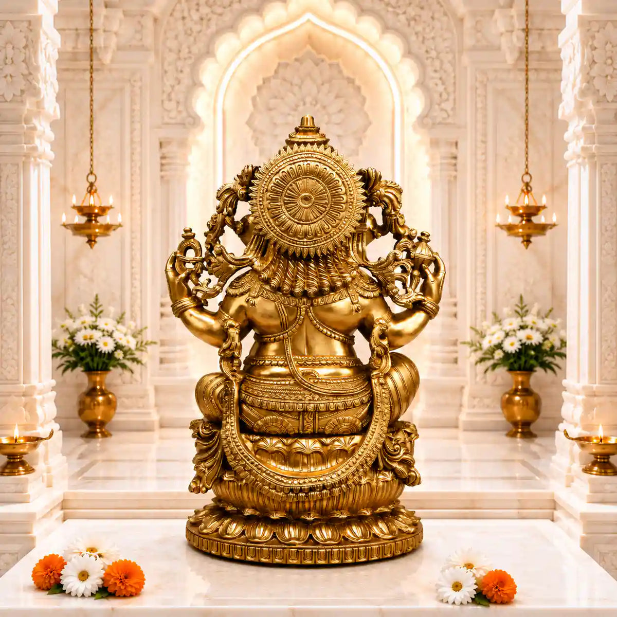 Brass Lord Ganesha Sitting Idol (24 Inch) Vedansh Craft