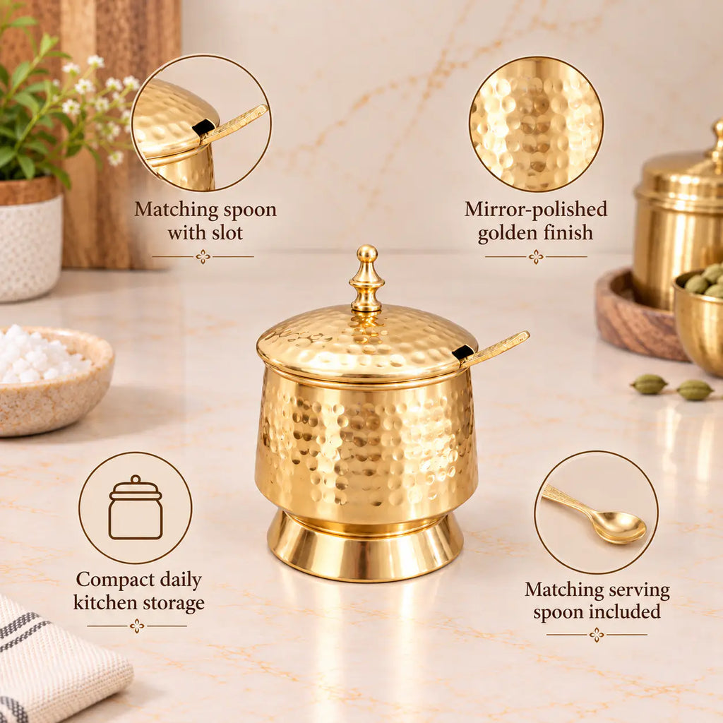 Brass Mughlai Ghee Pot (5 Inch) Vedansh Craft