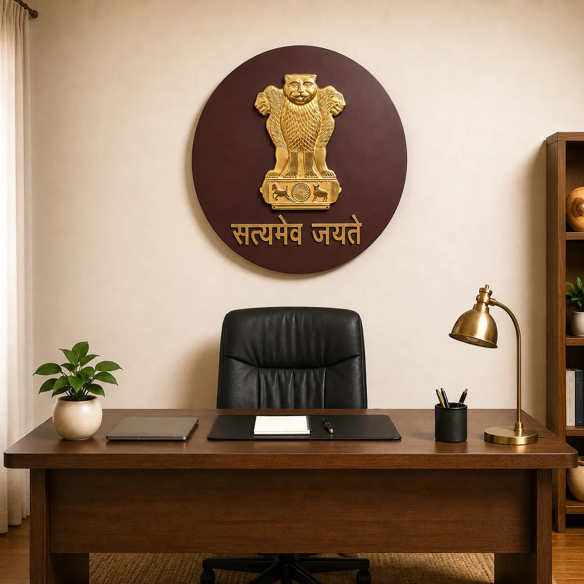 Brass Ashok Stambh With Wooden Base Wall Hanging Vedansh Craft