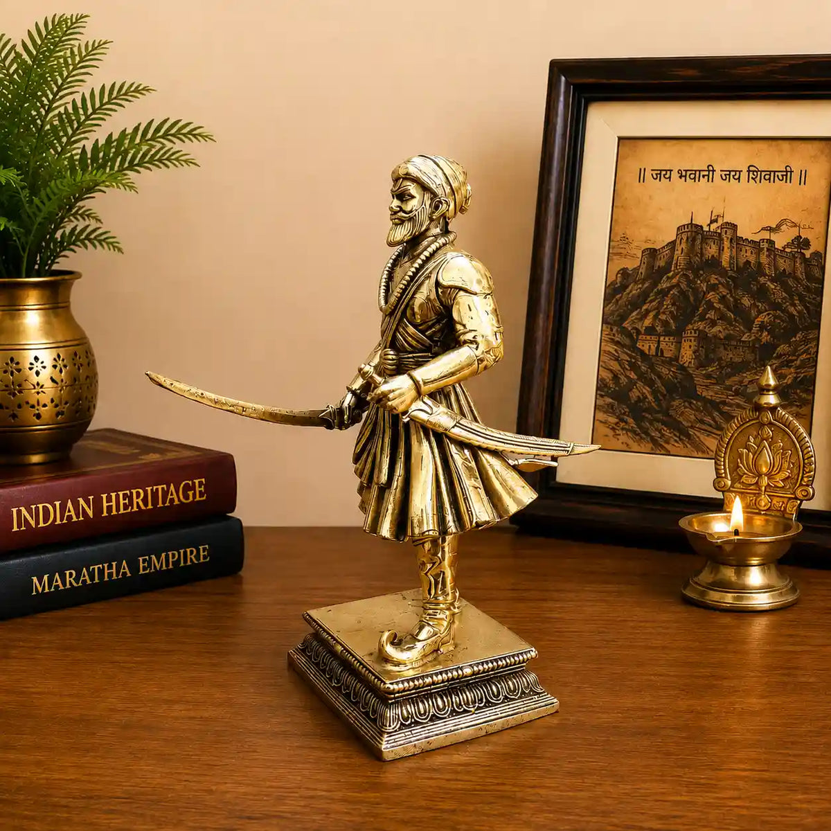 Brass Lightweight Chatrapati Shivaji Maharaj Idol (5 Inch) Vedansh Craft