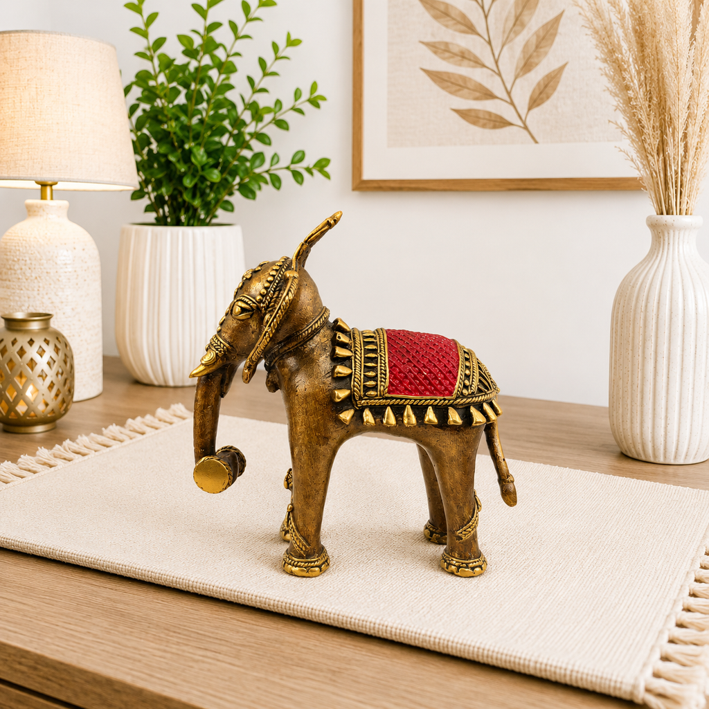 Brass Handcrafted Dhokra Elephant statue Vedansh Craft