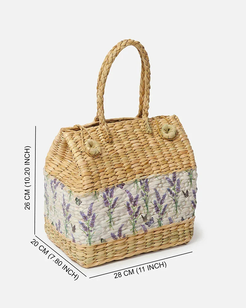 Seagrass Lunch & Picnic Basket Handmade for Beach, Park & Garden Use