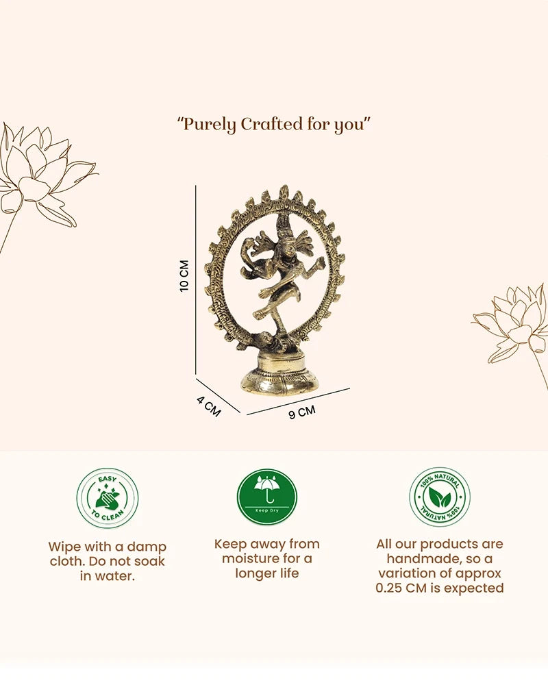 Brass Nataraja Statue of Lord Shiva for Mandir and Elegant Home Decor