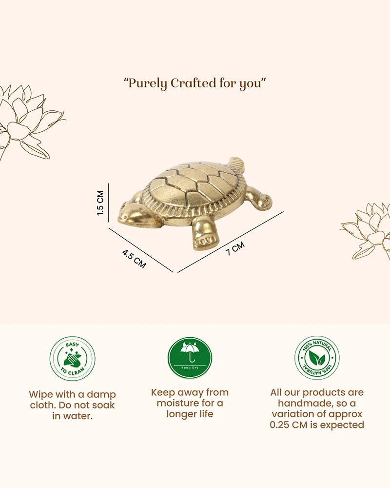 Pure Brass Feng Shui Tortoise for Wealth & Prosperity