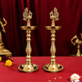 Brass Dana Peacock Samai Lamp Pair Vedansh Craft