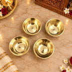 Brass Embossed Design Prasad Bowl Set (1 Inch) Vedansh Craft