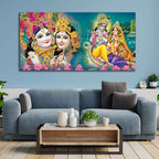VIBECRAFTS Canvas Paintings for Living Room Drawing Room Radha Krishna Canvas Wall Painting Fitted With Wooden Frame For Home | Office | Living Room | Gifts (PTVCH_2516)