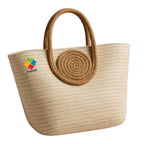 Handmade Crochet Tote Bag with Circular Handle, 25 cm x 15 cm (IVORY BEIGE)