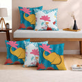 STITCHNEST Set of 5 Whimsical Wild Collection Printed Jute Cushion Covers 16x16 Inches | Decorative Throw Pillow Covers for Sofa, Living Room, Bedroom | Perfect for Home Decor