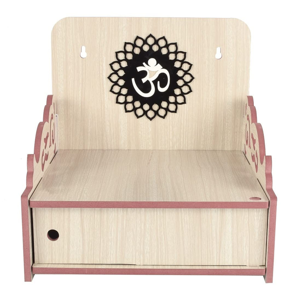 Comert Enterprise Handmade Beautiful Wooden Temple/ Home Temple/Puja Mandir/Wall Hanging and Table Top Home Mandir Temple /Home Art & Craft Engineered Wood Home Wall Temple (White)