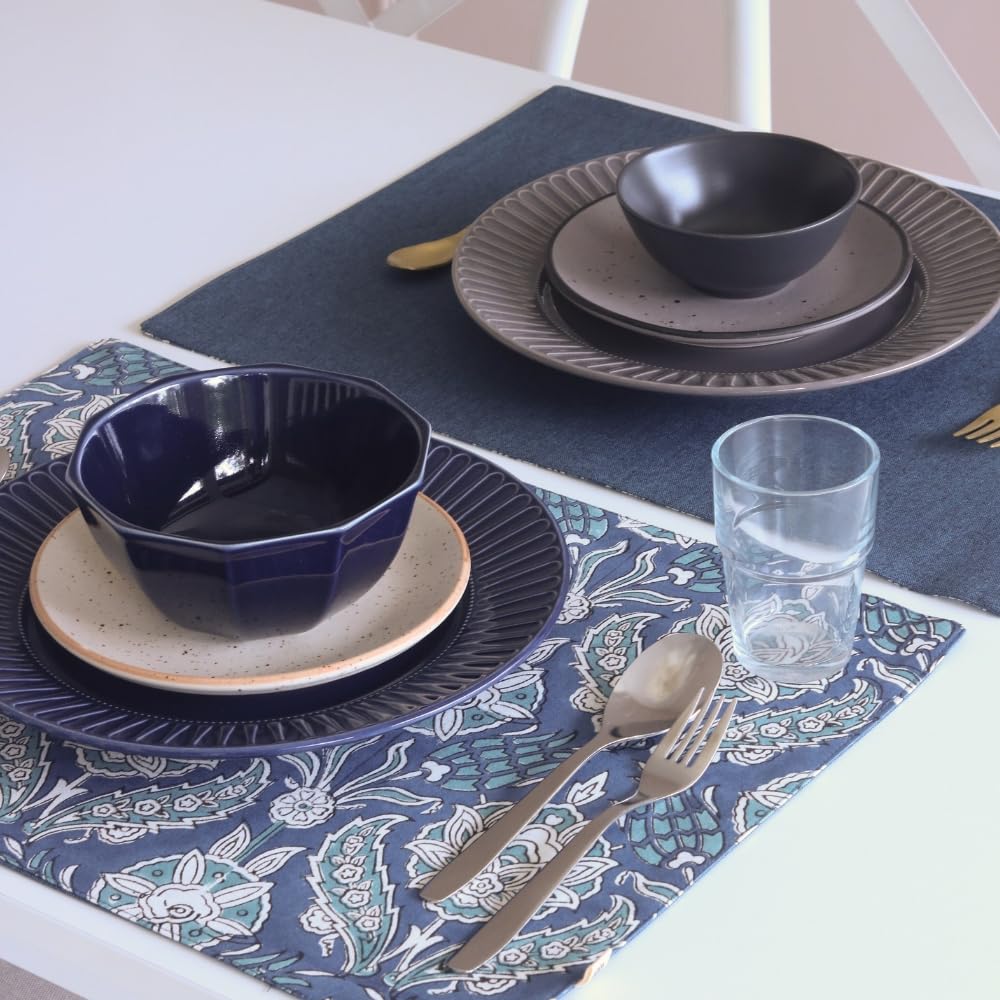 THE YARD HOUSE Placemats - Reversible & Wipeable Cotton Placemats (Stormy Skies, Set of 6) Kafalo