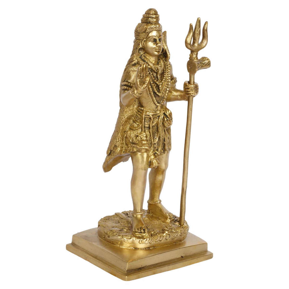Svarup Brass Shiva Bhagwan Statue Murti Standing with Trishul for Home Decor Pooja Room Shivji Idol Showpiece Height 8 Inch Weight 1.6 Kg Color Gold
