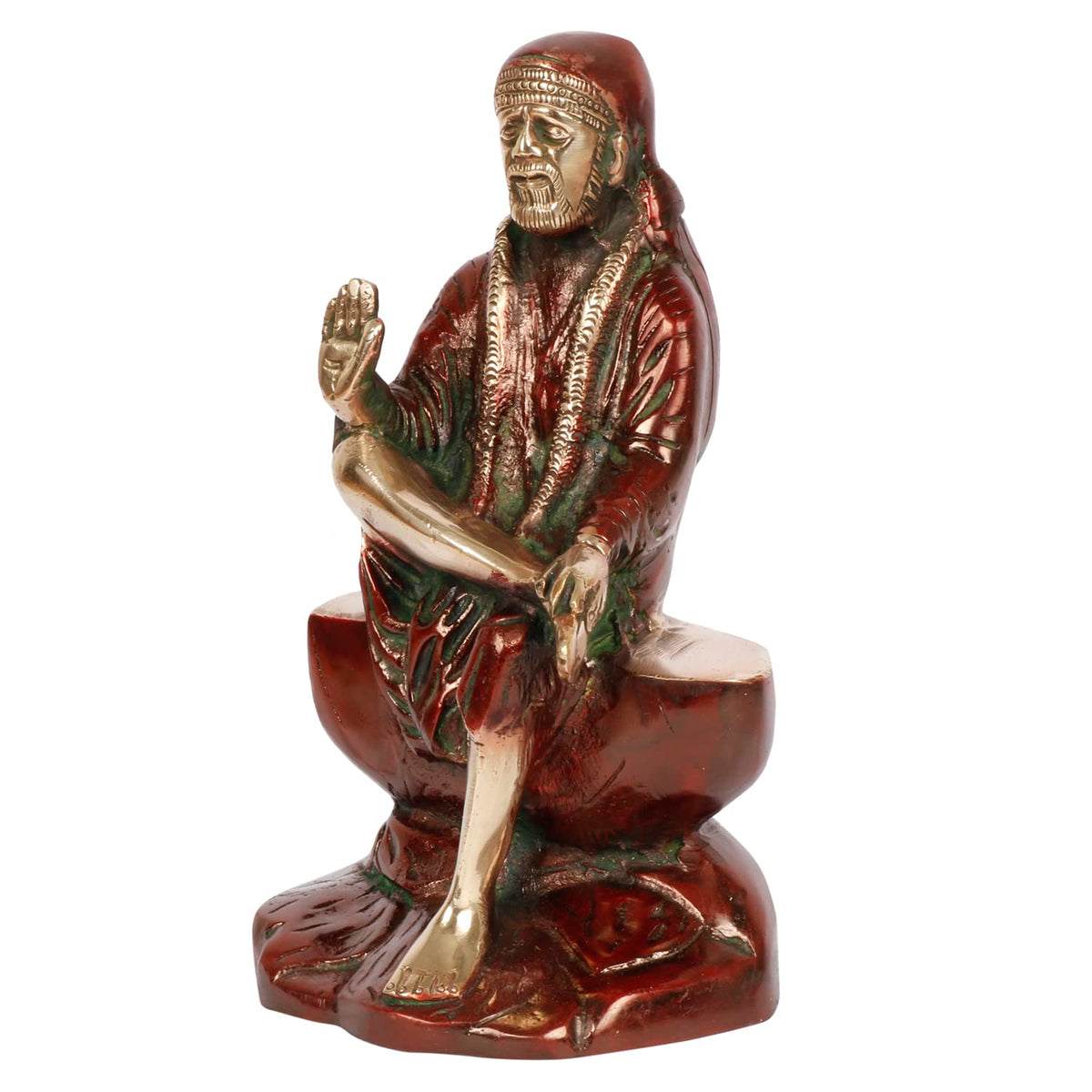 ARTVARKO Brass Blessing Shirdi Sai Baba Sitting Statue Gift Home Décor & showpiece 8 Inch