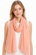 YOUR SMILE for Women Lightweight Breathable Solid Color Soft Chiffon Long Fashion Scarves Sun-proof Shawls Wrap, Snow Pink, 27''x70''