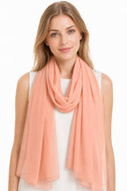 YOUR SMILE for Women Lightweight Breathable Solid Color Soft Chiffon Long Fashion Scarves Sun-proof Shawls Wrap, Snow Pink, 27''x70''