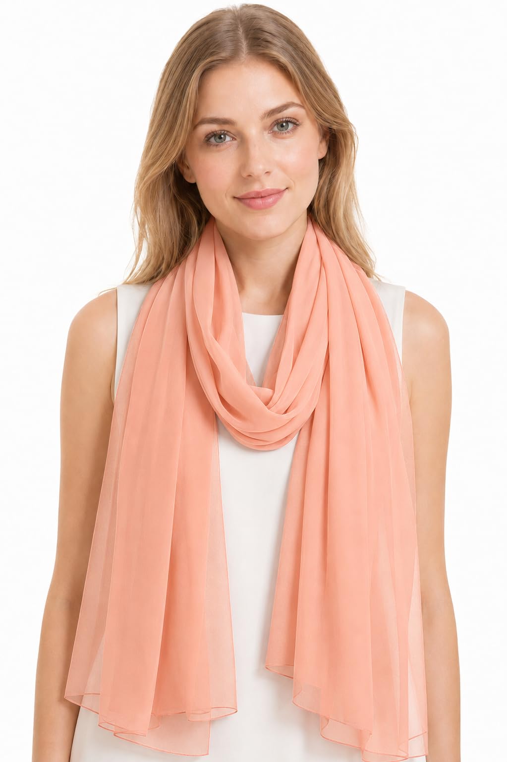 YOUR SMILE for Women Lightweight Breathable Solid Color Soft Chiffon Long Fashion Scarves Sun-proof Shawls Wrap, Snow Pink, 27''x70''