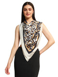 Ravaiyaa - Attitude is everything Women's Crepe Silk Digital Print Large Square Scarf Breathable Lightweight Neckerchief Printed Headscarf 40 x 40 Inch (Beige Leopard)