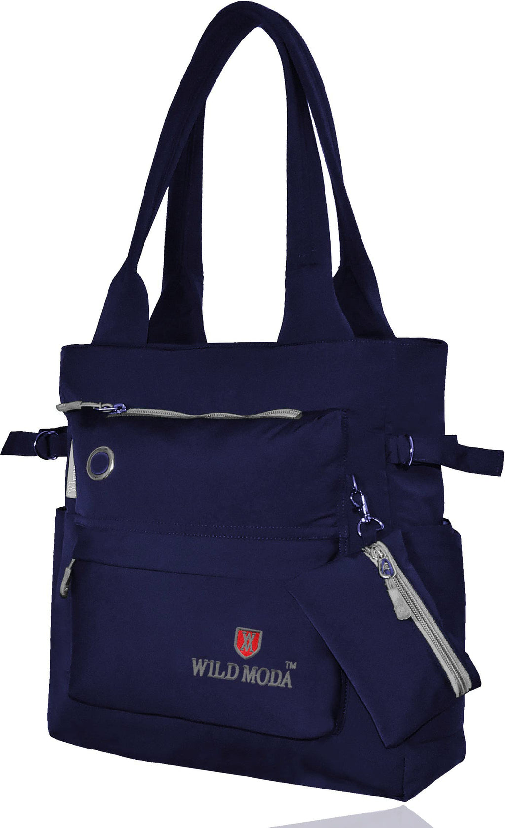 WILD MODA College And Office Everyday Tote Bag For Girls And Women (Blue & Grey)