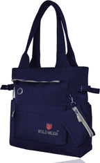 WILD MODA College And Office Everyday Tote Bag For Girls And Women (Blue & Grey)