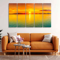 VIBECRAFTS Beautiful Sunset Horizon Five Pieces Canvas wall Painting For Home|Office|Living Room|Gift (PTVC5Pcs4_8589)