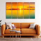 VIBECRAFTS Beautiful Sunset Horizon Five Pieces Canvas wall Painting For Home|Office|Living Room|Gift (PTVC5Pcs4_8589)