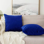 Khooti Velvet Cushion Cover, 18x18 | Royal Blue | Pack of 2 | Solid Plain Soft & Smooth, Decorative Cushion Covers for Living Room, Bedroom, Couches, Chairs, Sofas, Beds & Home Decor