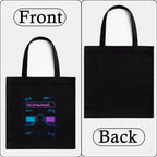 Kirmada Black Cotton Tote Bag | Pixel Respawn Mode Design | Trendy Gamer Tote for Women & Girls | Stylish College & Shopping Bag with Zipper | Reusable Eco Friendly Cotton Tote | Gift for Gamers