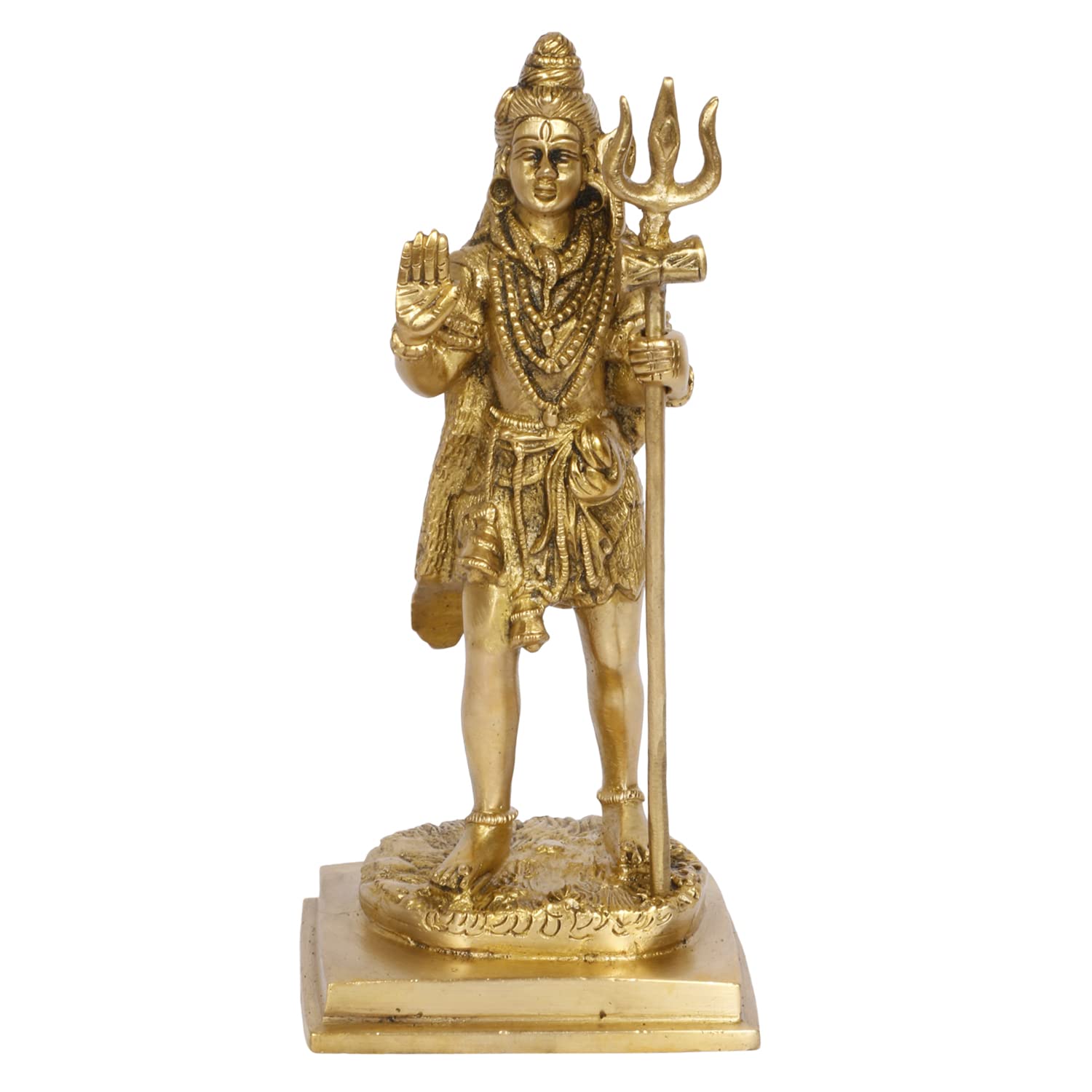 Svarup Brass Shiva Bhagwan Statue Murti Standing with Trishul for Home Decor Pooja Room Shivji Idol Showpiece Height 8 Inch Weight 1.6 Kg Color Gold