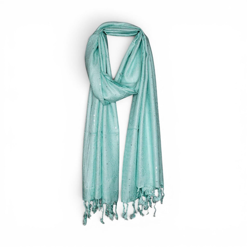 STOLE STUDIO Elegant Luxurious Sequence Viscose Stole Scarf (Sea Green)