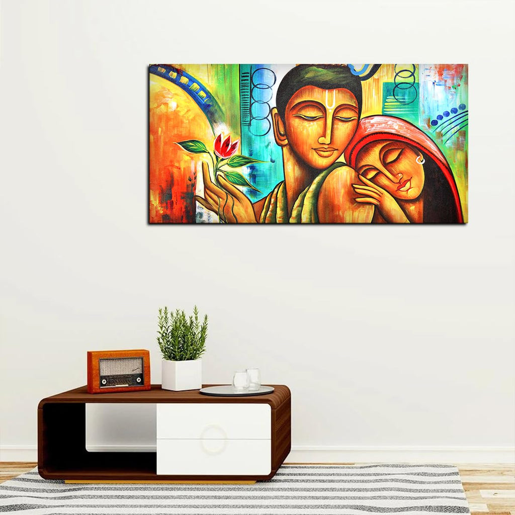 VIBECRAFTS Canvas Paintings for Living Room Drawing Room Canvas Wall Painting of Beautiful Colorful Trees for Home|Office|Gift(PTVCH_2397NV)(48 x 24 Inches)