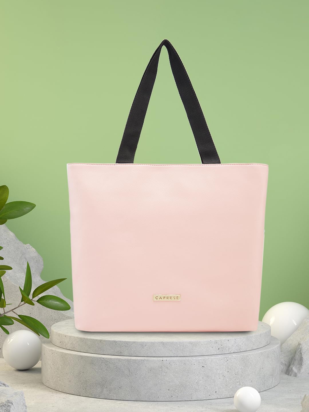 Caprese womens MACY T Large PINK/BLACK Tote Bag