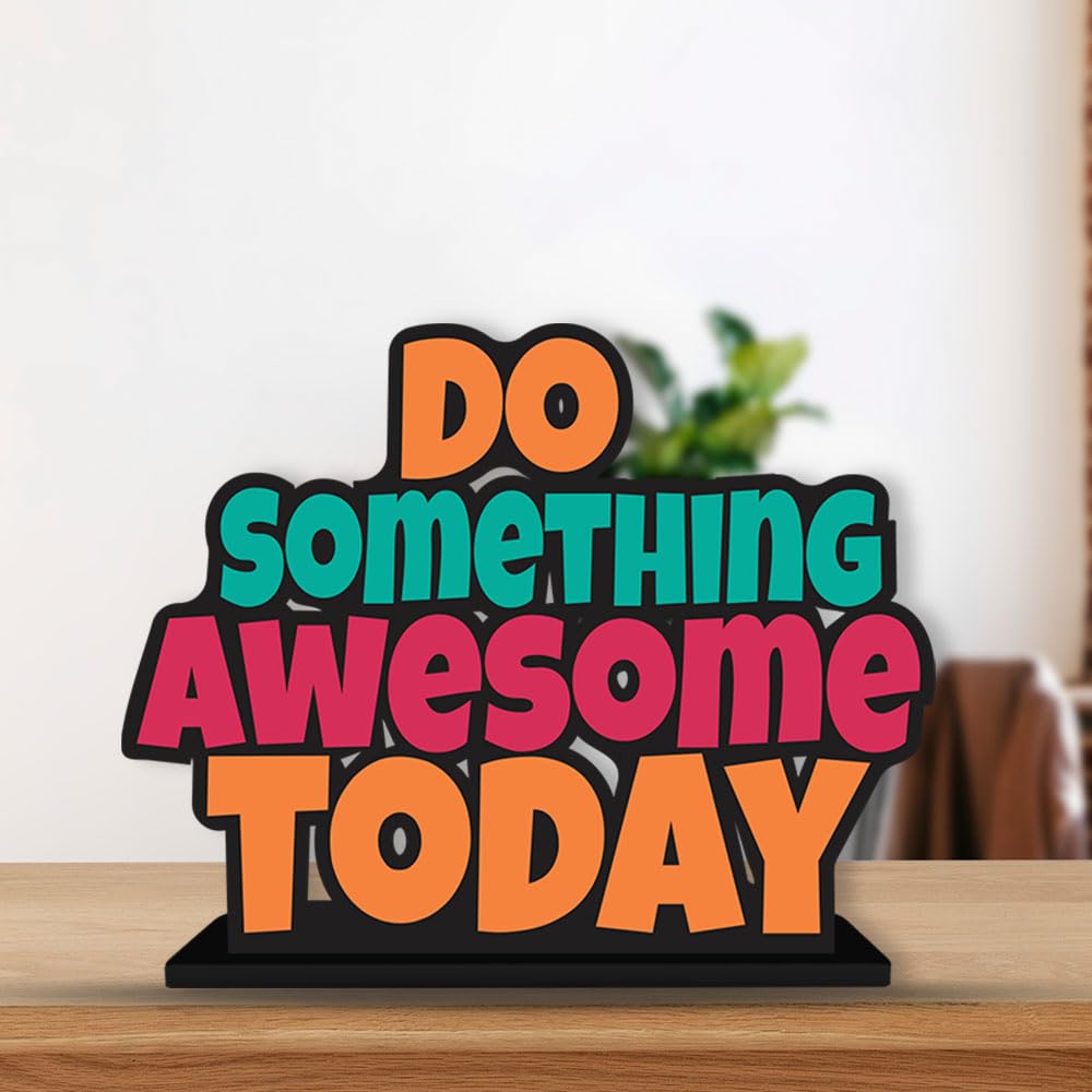 Artvibes Wooden Idols&Figurine Do Something Awesome Today Positive Quotes Table Decor for Office Desk Alphabet Showpiece|Home Decoration|Living Room|Modern Giftings|Home Decor Items (Sp_1173)
