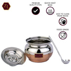 ZESTILO Ghee container with spoon, ghee container, ghee pot, oil dispenser for kitchen, ghee pot steel Oil Dispenser, copper bottom Finish 280 ml